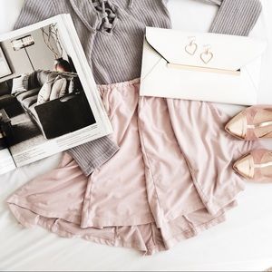 Hollister x Lucy Hale • Blush Suede Skater Skirt